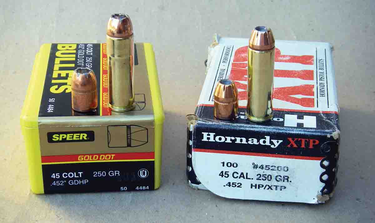The 250-grain Speer Gold Dot HP (aka Deep Curl) and Hornady 250-grain HP-XTP bullets are excellent choices for midrange .454 Casull loads that reach around 1,200 to 1,400 fps, but they should not be loaded with full-house, high-pressure loads.